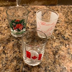 3 vintage shot glasses